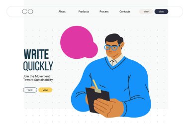 İnsanları yazmak, modern düz vektör konsepti illüstrasyonu- düşünceli bir şekilde panoya yazı yazmak, baş metaforu, kişisel içgörü, tefekkür, yaratıcı ifade