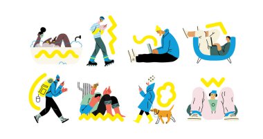 Yaratıcı çalışma alanı, modern düz vektör konsepti bir bilgisayarla uzaktan çalışma, esneklik, bağımsızlık, verimlilik, hareketlilik, sinerji, özgürlük