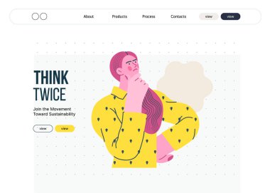 Düşünen insanlar, modern düz vektör illüstrasyonu- düşünceli bir kadın, yukarı bakıyor, baş metaforu, analiz, iç gözlem, tefekkür, derin düşünce