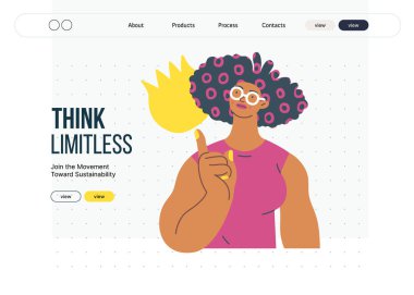 Düşünen insanlar, modern düz vektör illüstrasyonu- düşünceli bir kadın, yukarı bakıyor, baş metaforu, analiz, iç gözlem, tefekkür, derin düşünce