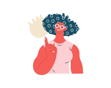 Düşünen insanlar, modern düz vektör illüstrasyonu- düşünceli bir kadın, yukarı bakıyor, baş metaforu, analiz, iç gözlem, tefekkür, derin düşünce