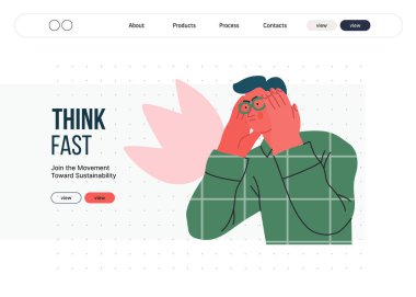 Düşünen insanlar, modern düz vektör illüstrasyonu- düşünceli bir adam, yana bakıyor, kafasının yanında yansıma, analiz, iç gözlem, derin düşünme metaforu