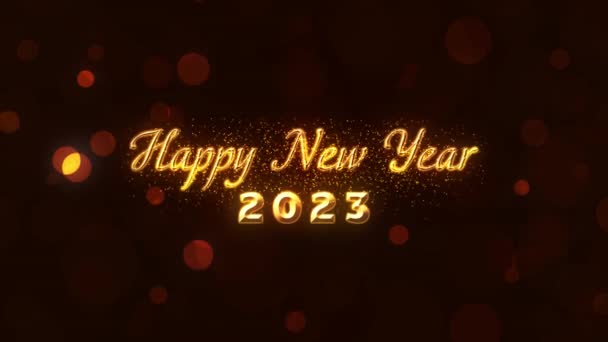 Złoty Szczęśliwego Nowego Roku 2023 Tle Błyszczących Cząstek — Wideo stockowe