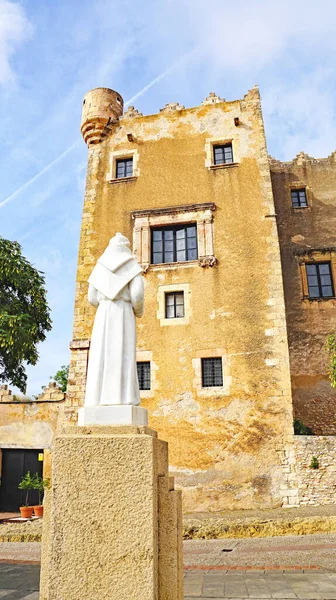 Skulptur Des Heiligen Antonius Einem Garten Altafulla Katalonien Spanien Europa — Stockfoto