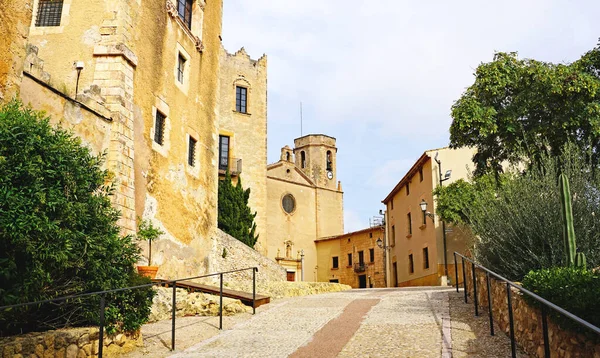 Kirche Von Sant Marti Und Burg Von Altafulla Tarragona Katalonien — Stockfoto
