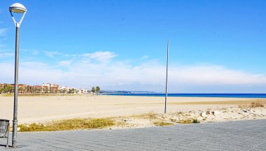 Harbour, beach and lighthouse of Torredembarra, Tarragona, Catalunya, Spain, Europe