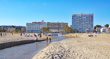 Comarruga beach and port in El Vendrell, Tarragona, Catalunya, Spain, Europe clipart