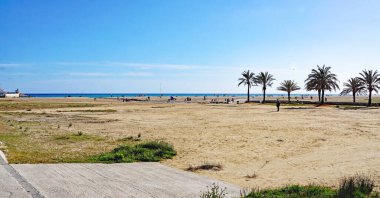 Comarruga beach and port in El Vendrell, Tarragona, Catalunya, Spain, Europe clipart