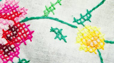 İşlemeli kumaşlar ve tekstil ve arka plan ve dokular için şekil ve renk baskıları