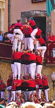 El Vendrell, Tarragona, Katalonya, İspanya meydanındaki Castellers