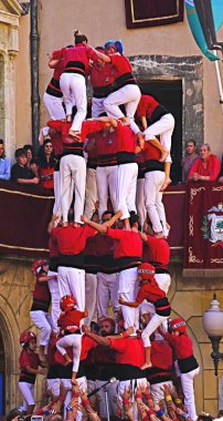 El Vendrell, Tarragona, Katalonya, İspanya meydanındaki Castellers