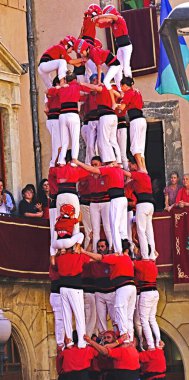 El Vendrell, Tarragona, Katalonya, İspanya meydanındaki Castellers