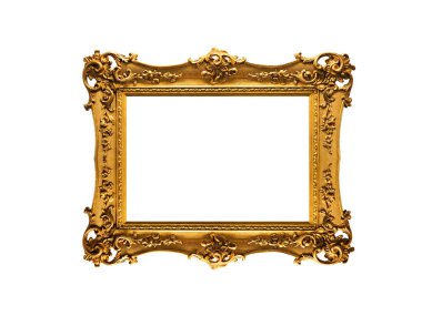Ortaçağ altın çerçevesi beyaz arkaplanda izole