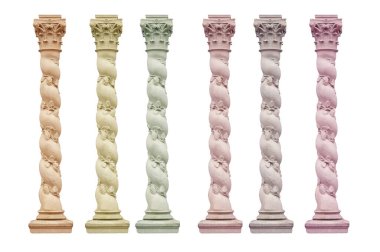 Beyaz arka planda izole edilmiş ortaçağ taş sütunu. Tasarımında kullanmak için. yüksek ayrıntı