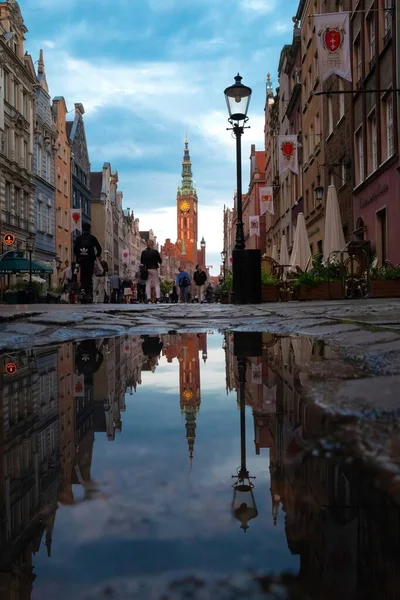 2022 Old Town Gdansk Dluga Street Night Travel Destinations Poland — Stock Photo, Image