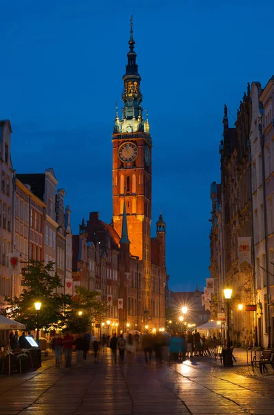 2022 Óváros Gdanskban Dluga Utcában Éjszaka Utazási Célpontok Lengyelország — Stock Fotó