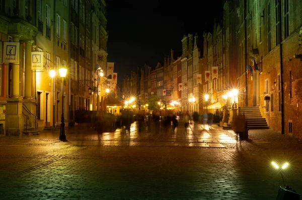 2022 Old Town Gdansk Dluga Street Night Destinos Viaje Polonia — Foto de Stock