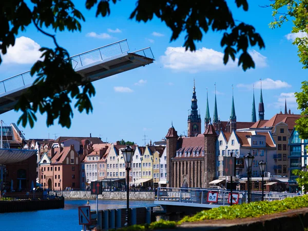 2022 Oude Stad Gdansk Brug Rivier Motlawa Polen — Stockfoto