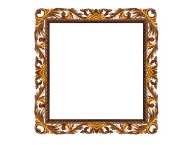 Ortaçağ altın çerçevesi beyaz arkaplanda izole