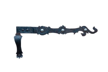 Eski metal kapı menteşesi beyaz arkaplanda izole edildi