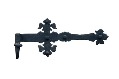 Eski metal kapı menteşesi beyaz arkaplanda izole edildi