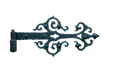 Eski metal kapı menteşesi beyaz arkaplanda izole edildi