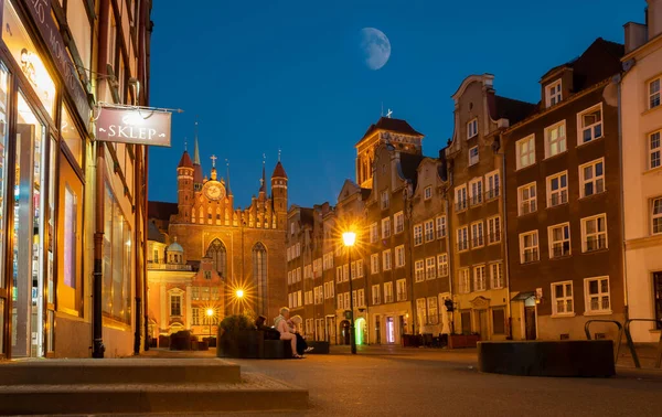 2022 Mary Bazilikası Nın Gece Manzarası Gdansk Polonya — Stok fotoğraf