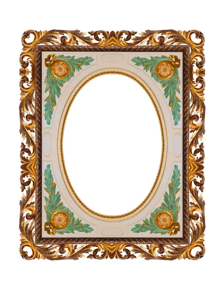 Middeleeuws Gouden Frame Met Passepartout Geïsoleerd Witte Achtergrond — Stockfoto