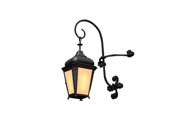 Старовинна Вулична Нічна Лампа Ізольована Білому Тлі — стокове фото