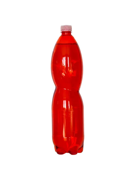 Pet Flaska Röd Isolerad Vit Bakgrund — Stockfoto
