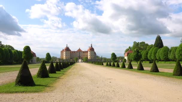 2022 Bela Vista Castelo Moritzburg Barroco Saxónia Alemanha Nuvens Movem — Vídeo de Stock