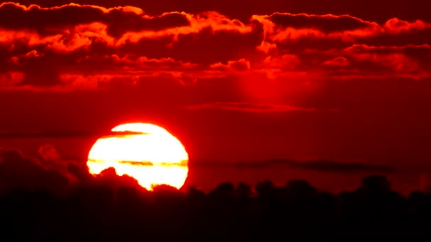 Όμορφο Ηλιοβασίλεμα Στο Φόντο Ενός Κόκκινου Ουρανού Σύννεφα — Αρχείο Βίντεο