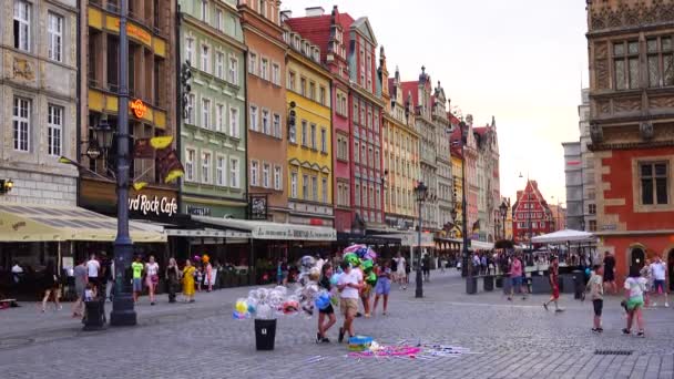 Wroclaw ポーランド 2022年7月21日 WroclawのMarket Square ポーランドヨーロッパ — ストック動画