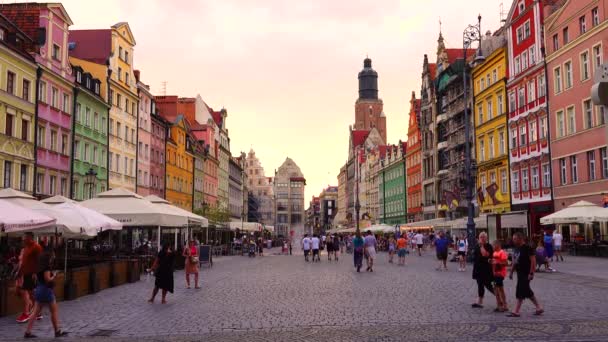Wroclaw Πολωνια Ιουλίου 2022 Πλατεία Αγοράς Στο Βρότσλαβ Πολωνία Ευρώπη — Αρχείο Βίντεο