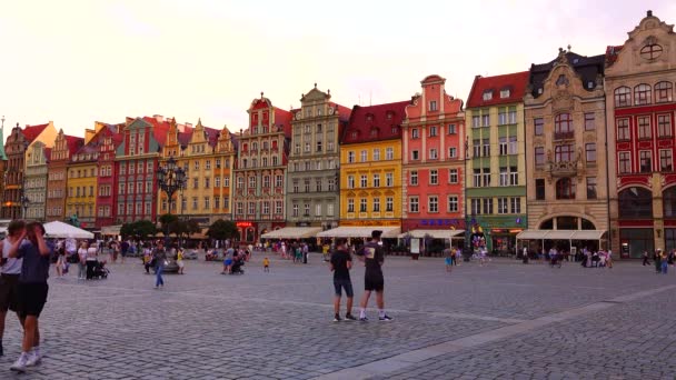 Wroclaw Πολωνια Ιουλίου 2022 Πλατεία Αγοράς Στο Βρότσλαβ Πολωνία Ευρώπη — Αρχείο Βίντεο