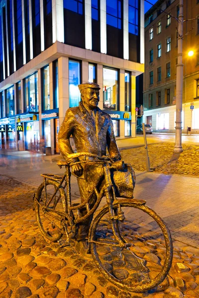 2022 Старая Статуя Марыча Улице Полвейской Ночью Познань Польша — стоковое фото