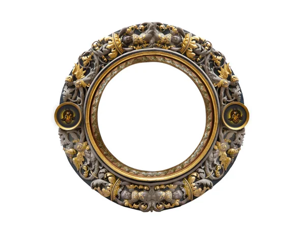 Кругла Середньовічна Золота Рамка Ізольована Білому Тлі — стокове фото
