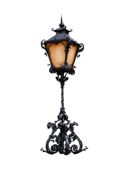 Vacker Vintage Street Lampa Isolerad Vit Bakgrund — Stockfoto