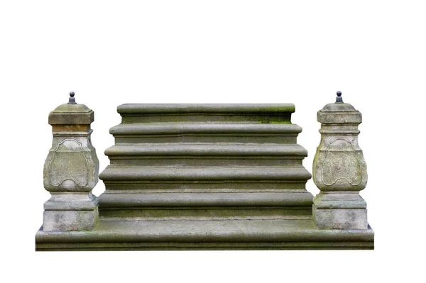 Középkori Kőoszlopok Lépcsővel Bejárat Ház Fehér Alapon — Stock Fotó