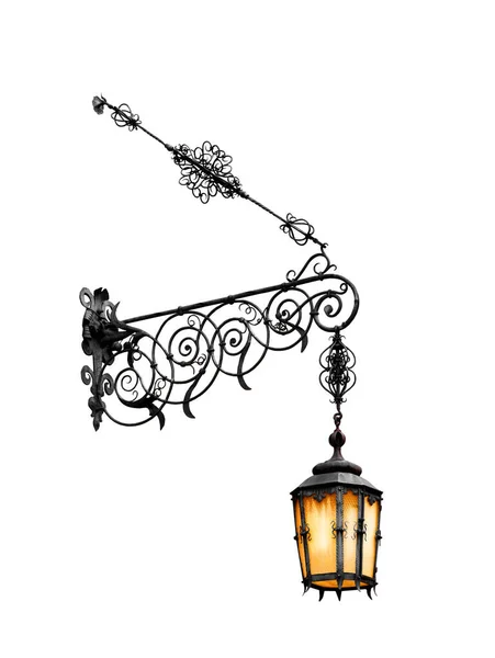 Vintage Street Night Lampa Isolerad Vit Bakgrund — Stockfoto