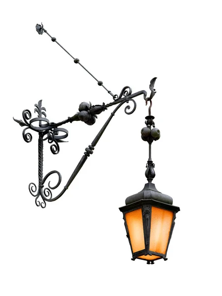 Vintage Street Night Lampe Isoliert Auf Weißem Hintergrund — Stockfoto