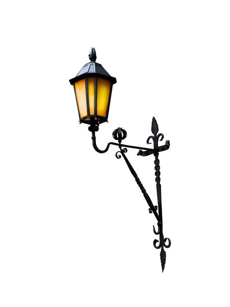Старовинна Вулична Нічна Лампа Ізольована Білому Тлі — стокове фото