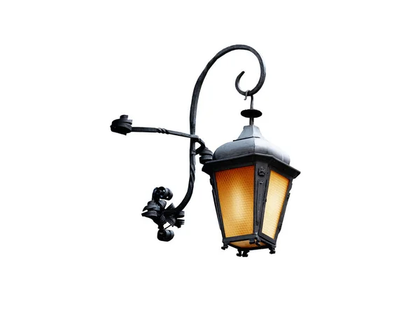 Vintage Street Night Lampe Isoliert Auf Weißem Hintergrund — Stockfoto