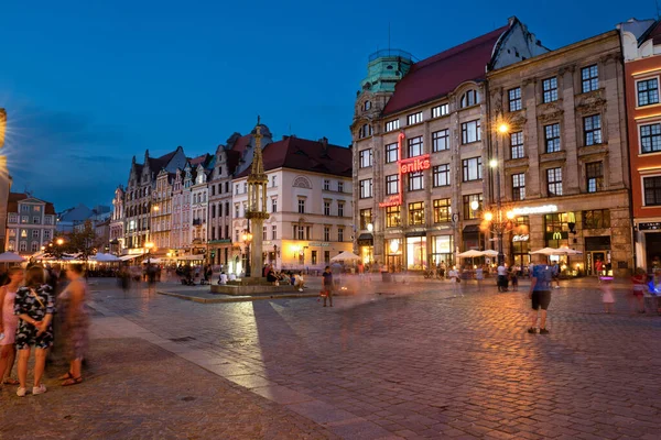 2022 Widok Nocny Wrocławskiego Rynku Wrocław Stare Bardzo Piękne Miasto — Zdjęcie stockowe