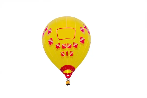 Ballon Couleur Jaune Avec Panier Isolé Sur Fond Blanc — Photo
