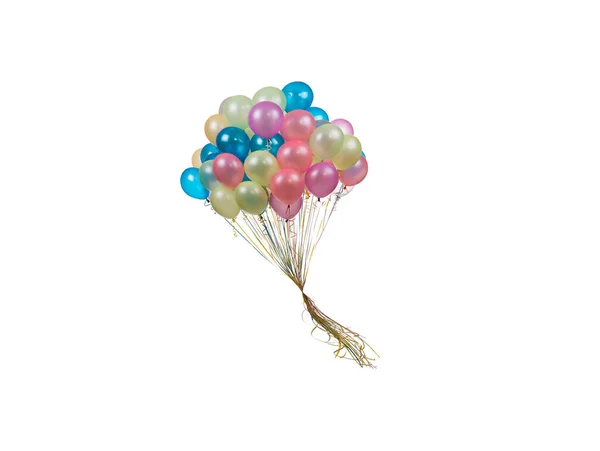 flying pastel balloons isolated on white background