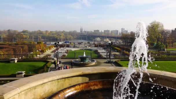 Ağır Çekim Fıskiye Royal Park Varşova Polonya — Stok video