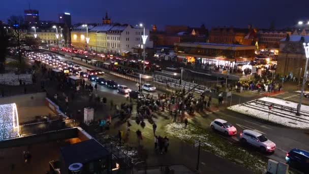 2022 Вид Історичної Частини Міста Різдвяними Ринками Гданська Польща Timelapse — стокове відео
