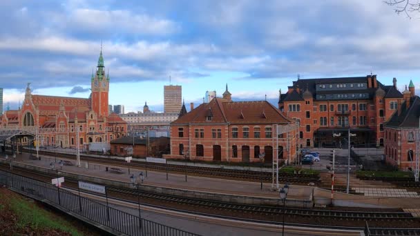 Rok 2023 Dworzec Kolejowy Gdańsk Polska Timelapse — Wideo stockowe