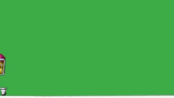 緑の画面にイースターエッグの飾りカートが動き — ストック動画